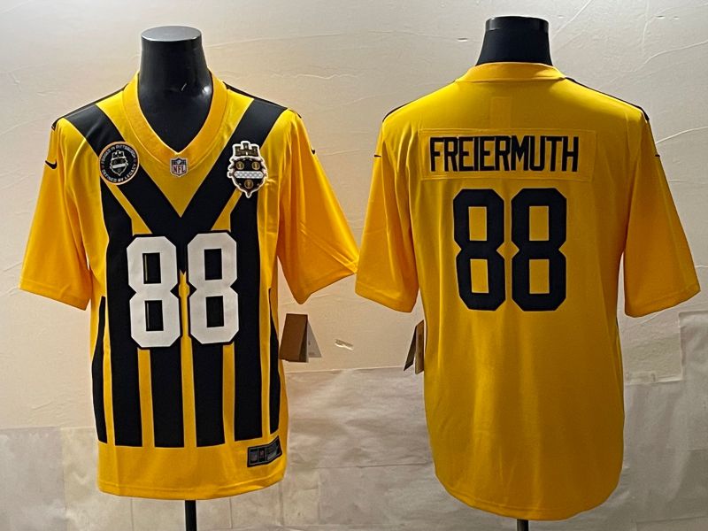 Men 2025 Pittsburgh Steelers #88 Freiermuth Yellow Retro Nike Limited NFL Jersey style 004->pittsburgh steelers->NFL Jersey